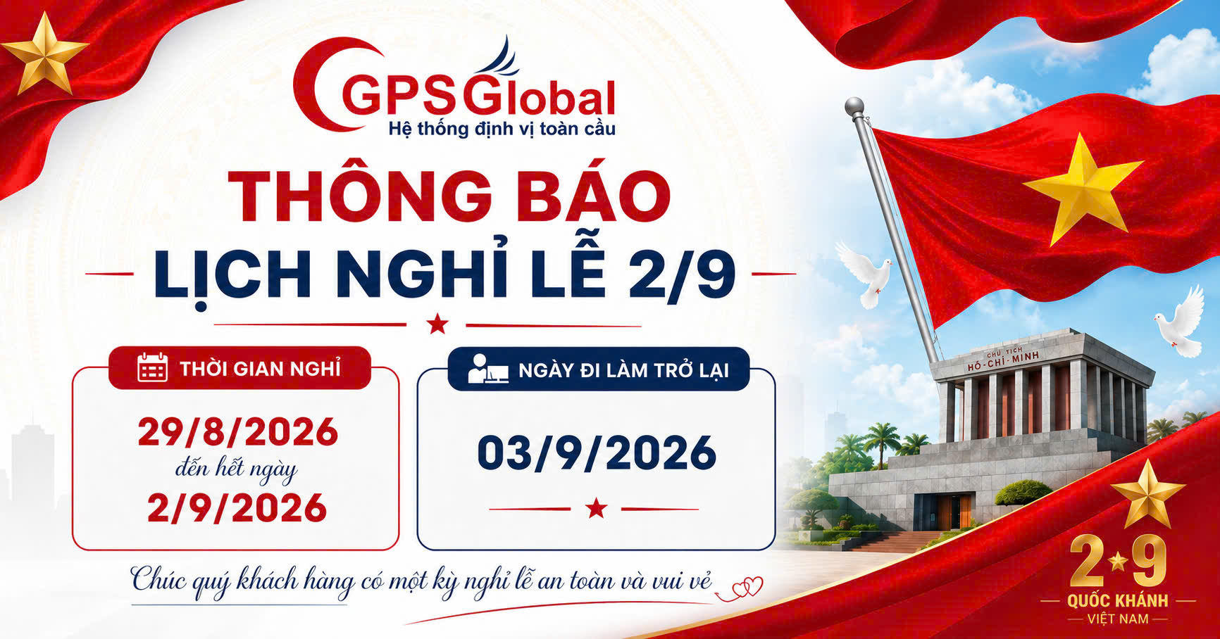 Thông báo nghỉ lễ 2/9